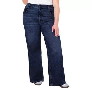 Well Worn Dark Blue Wide Leg High rise denim jeans